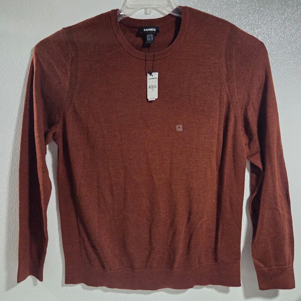 Express Men's Merino Wool Sweater Rust NWT sz XL